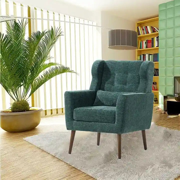 Chenille Accent Chair for Living Room – Ergonomic Armchair with Wood Legs, 275 lb Capacity, 7 Colors