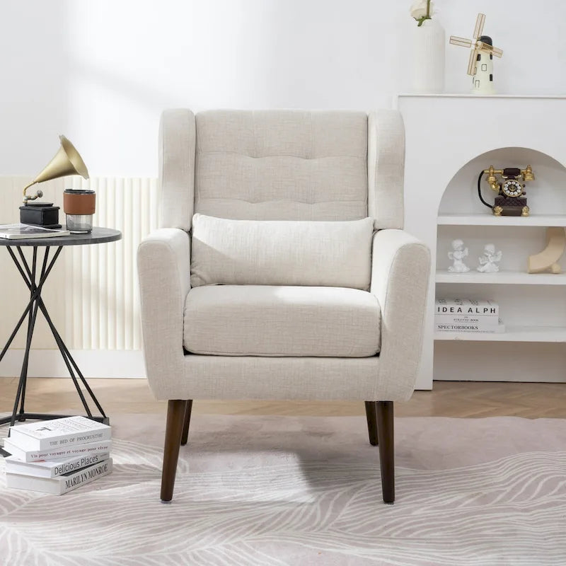 Chenille Accent Chair for Living Room – Ergonomic Armchair with Wood Legs, 275 lb Capacity, 7 Colors