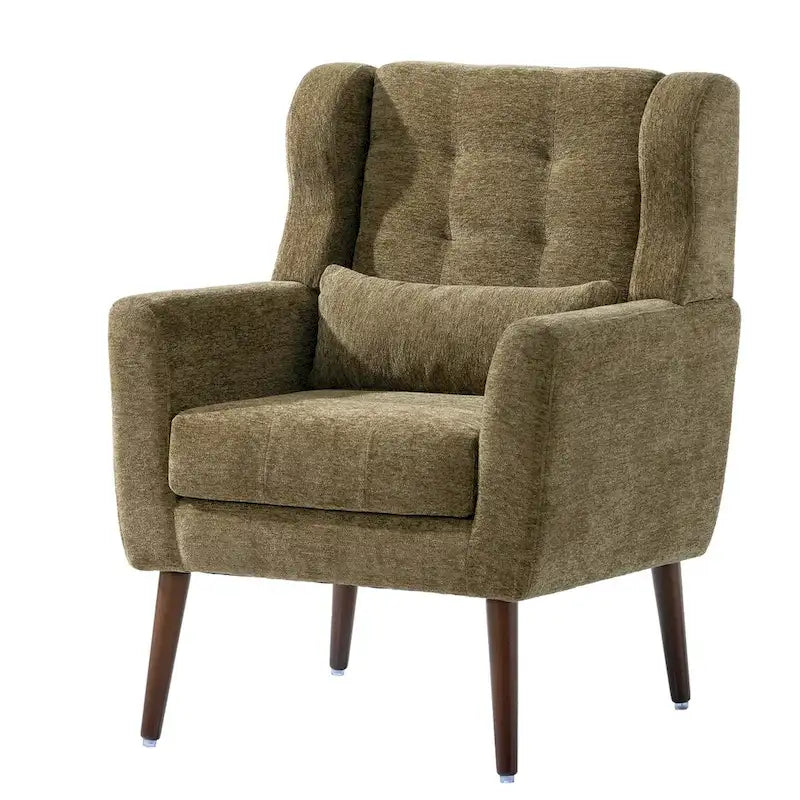Chenille Accent Chair for Living Room – Ergonomic Armchair with Wood Legs, 275 lb Capacity, 7 Colors