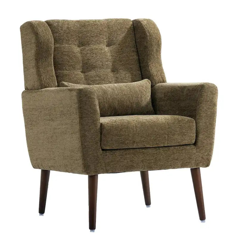 Chenille Accent Chair for Living Room – Ergonomic Armchair with Wood Legs, 275 lb Capacity, 7 Colors