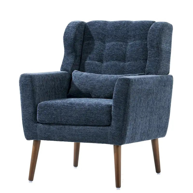 Chenille Accent Chair for Living Room – Ergonomic Armchair with Wood Legs, 275 lb Capacity, 7 Colors