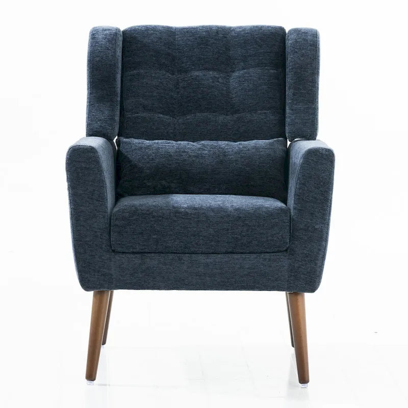 Chenille Accent Chair for Living Room – Ergonomic Armchair with Wood Legs, 275 lb Capacity, 7 Colors