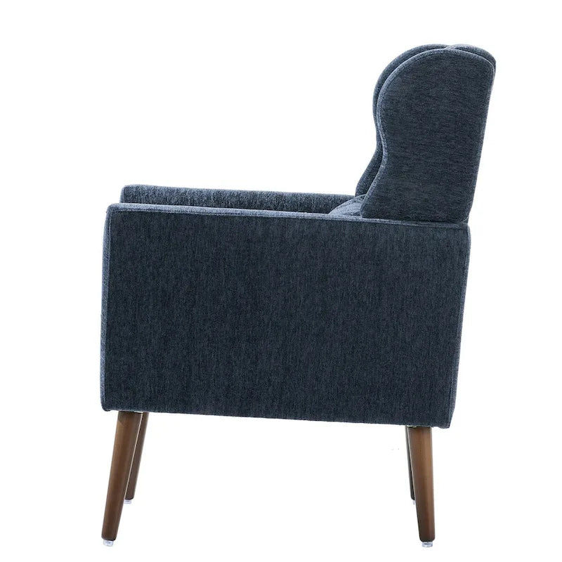 Chenille Accent Chair for Living Room – Ergonomic Armchair with Wood Legs, 275 lb Capacity, 7 Colors