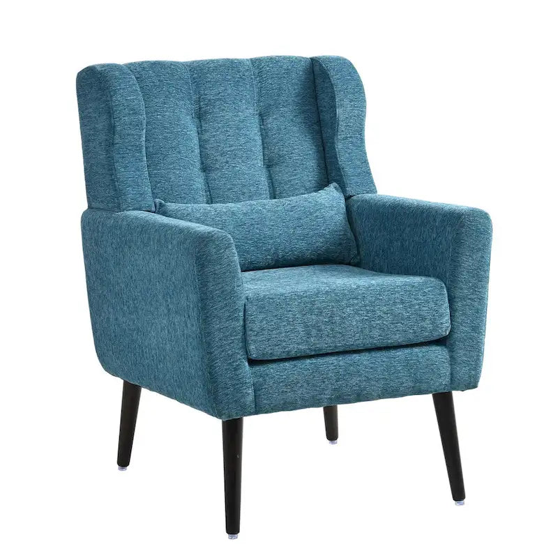 Chenille Accent Chair for Living Room – Ergonomic Armchair with Wood Legs, 275 lb Capacity, 7 Colors