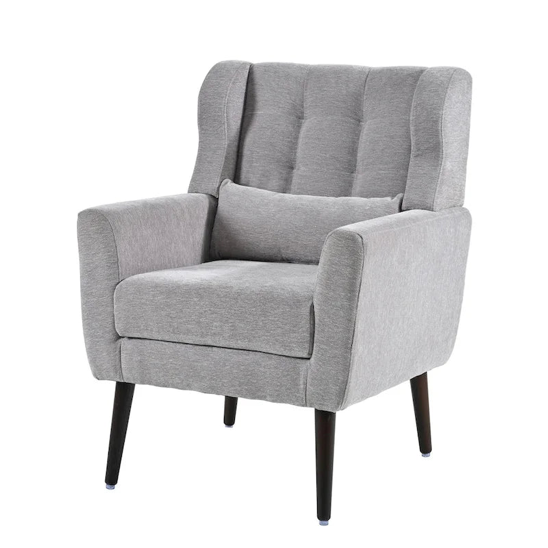 Chenille Accent Chair for Living Room – Ergonomic Armchair with Wood Legs, 275 lb Capacity, 7 Colors