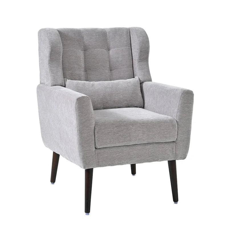 Chenille Accent Chair for Living Room – Ergonomic Armchair with Wood Legs, 275 lb Capacity, 7 Colors