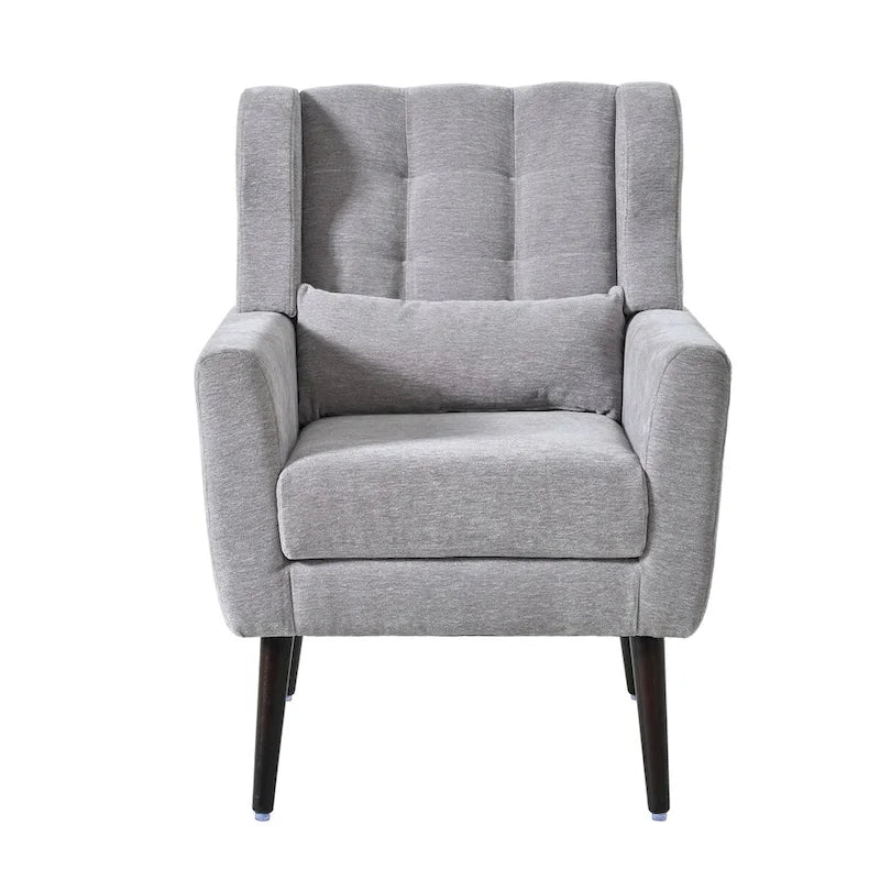 Chenille Accent Chair for Living Room – Ergonomic Armchair with Wood Legs, 275 lb Capacity, 7 Colors