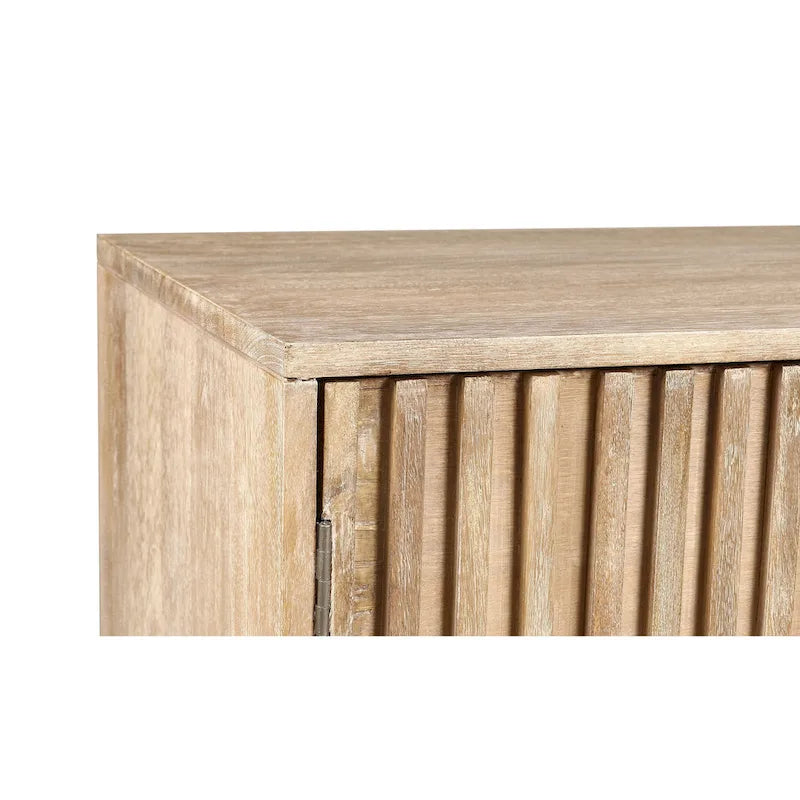 72" Mid-Century Modern Sideboard in Channeled Mango Wood – Natural Finish, Metal Legs