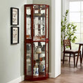 Corner Curio Display Cabinet with 6 Shelves & Lights – Cherry, Walnut & Oak Finishes