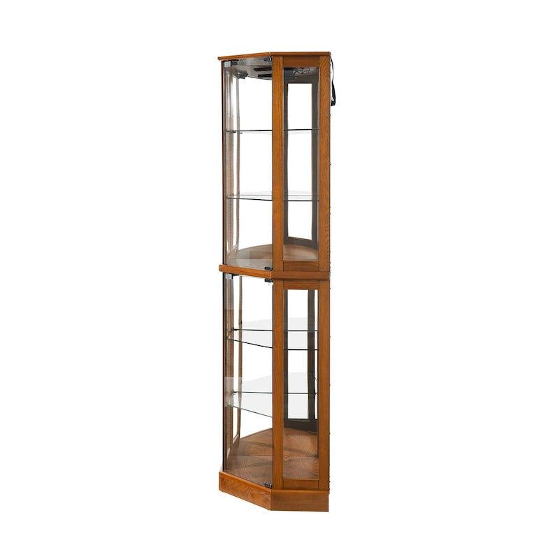Corner Curio Display Cabinet with 6 Shelves & Lights – Cherry, Walnut & Oak Finishes