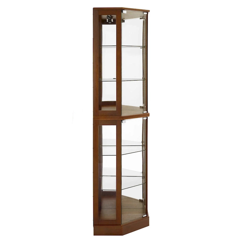 Corner Curio Display Cabinet with 6 Shelves & Lights – Cherry, Walnut & Oak Finishes