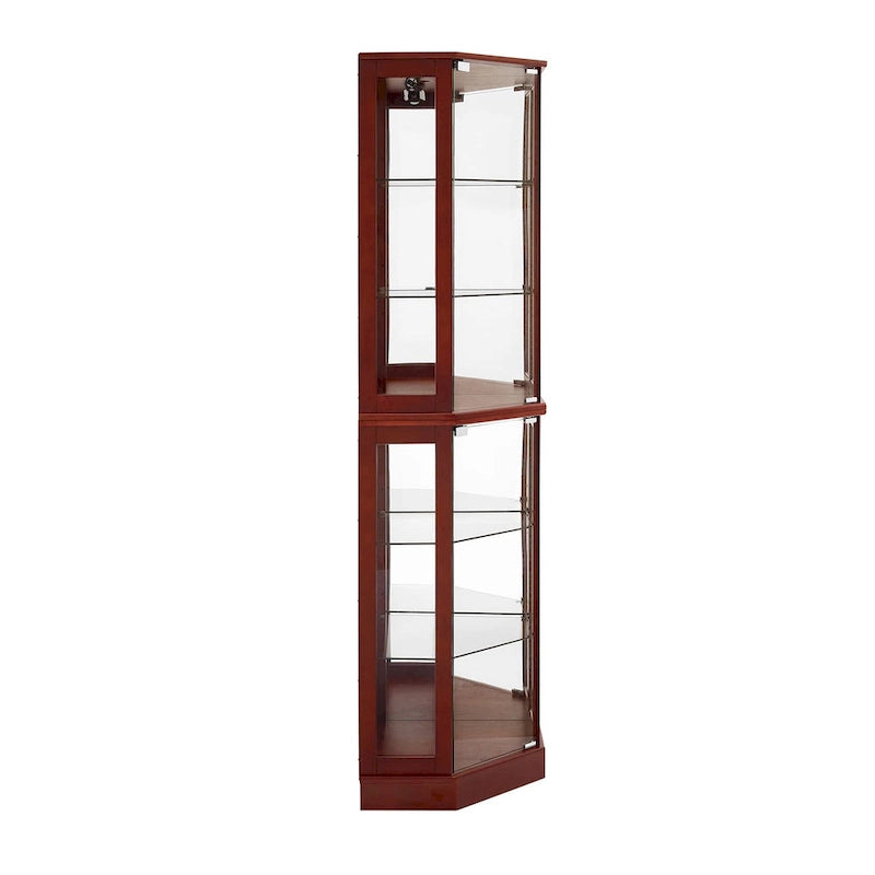 Corner Curio Display Cabinet with 6 Shelves & Lights – Cherry, Walnut & Oak Finishes