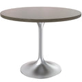 Round Dining Table with Black MDF Top & Brushed Chrome Tulip Base – 36" Diameter, Seats 4