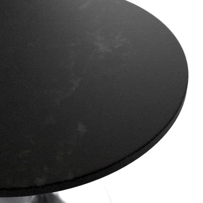 Round Dining Table with Black MDF Top & Brushed Chrome Tulip Base – 36" Diameter, Seats 4