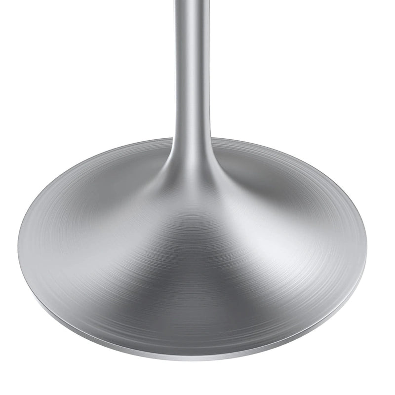 Round Dining Table with Black MDF Top & Brushed Chrome Tulip Base – 36" Diameter, Seats 4