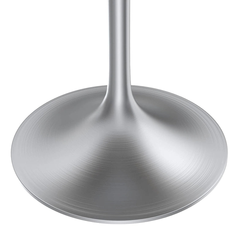 Round Dining Table with Black MDF Top & Brushed Chrome Tulip Base – 36" Diameter, Seats 4