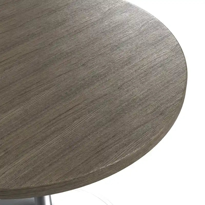 Round Dining Table with Black MDF Top & Brushed Chrome Tulip Base – 36" Diameter, Seats 4