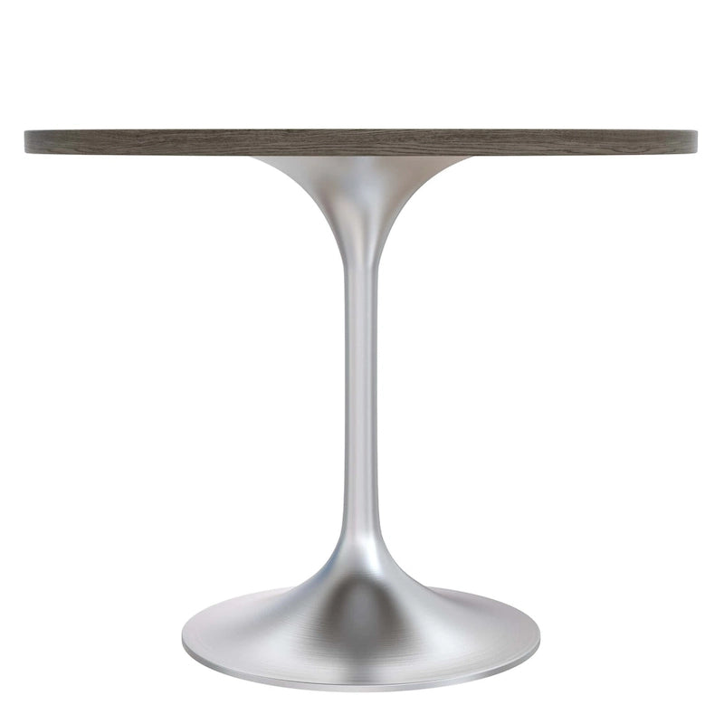 Round Dining Table with Black MDF Top & Brushed Chrome Tulip Base – 36" Diameter, Seats 4