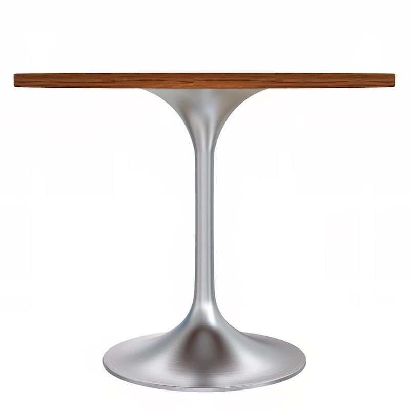 Round Dining Table with Black MDF Top & Brushed Chrome Tulip Base – 36" Diameter, Seats 4