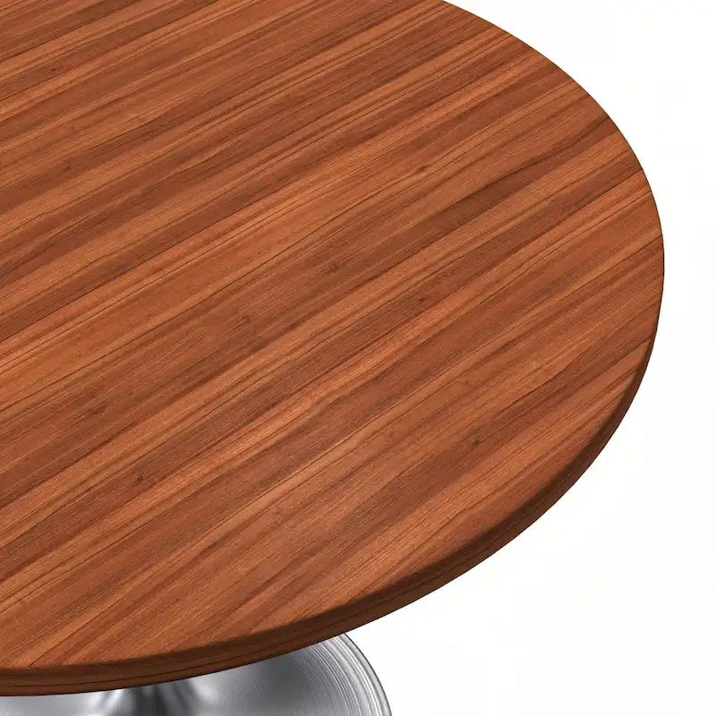 Round Dining Table with Black MDF Top & Brushed Chrome Tulip Base – 36" Diameter, Seats 4