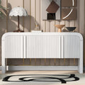 4-Door Storage Cabinet with Striped Panel Design – Spacious Enclosed Shelving for Living Room & Office