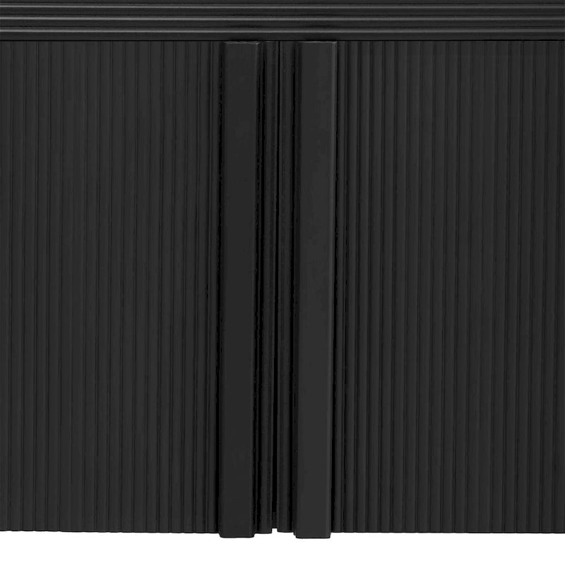 4-Door Storage Cabinet with Striped Panel Design – Spacious Enclosed Shelving for Living Room & Office