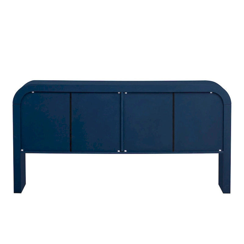 4-Door Storage Cabinet with Striped Panel Design – Spacious Enclosed Shelving for Living Room & Office