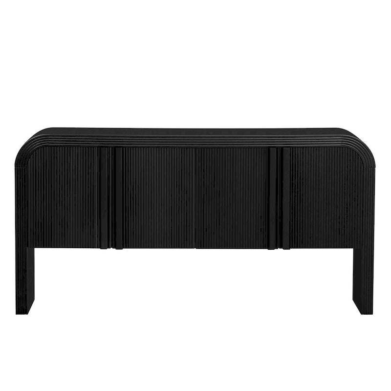 4-Door Storage Cabinet with Striped Panel Design – Spacious Enclosed Shelving for Living Room & Office