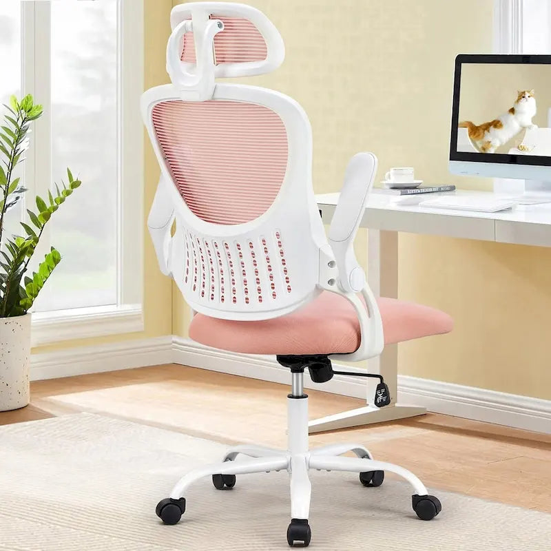 Ergonomic High-Back Mesh Office Chair with Adjustable Headrest & Flip-Up Arms – Black, Blue & Brown