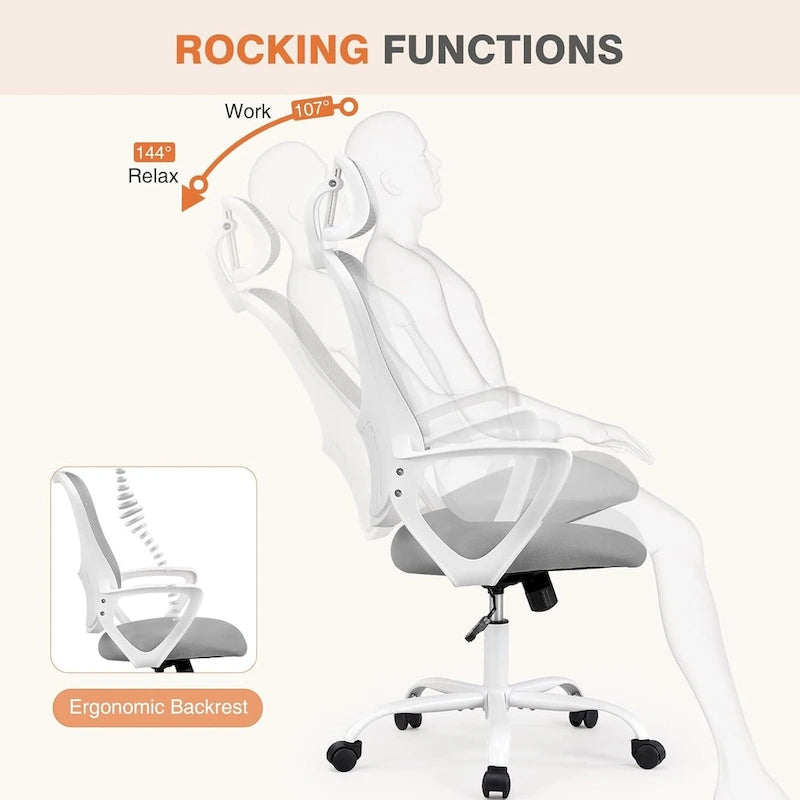 Ergonomic High-Back Mesh Office Chair with Adjustable Headrest & Flip-Up Arms – Black, Blue & Brown