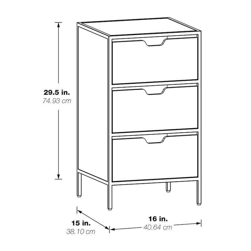 3-Drawer Accent Storage Cabinet with Black Steel Frame & Wood Grain Drawers – Industrial Style