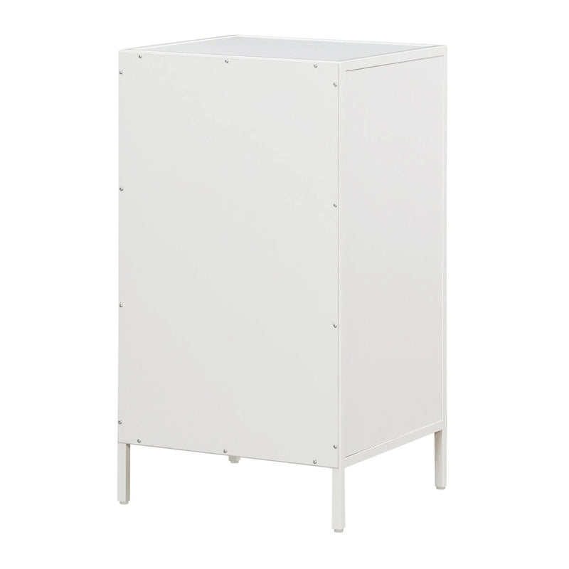 3-Drawer Accent Storage Cabinet with Black Steel Frame & Wood Grain Drawers – Industrial Style