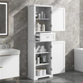 Tall Narrow Bathroom Storage Cabinet with Drawer & Adjustable Shelf – White, Space-Saving Design