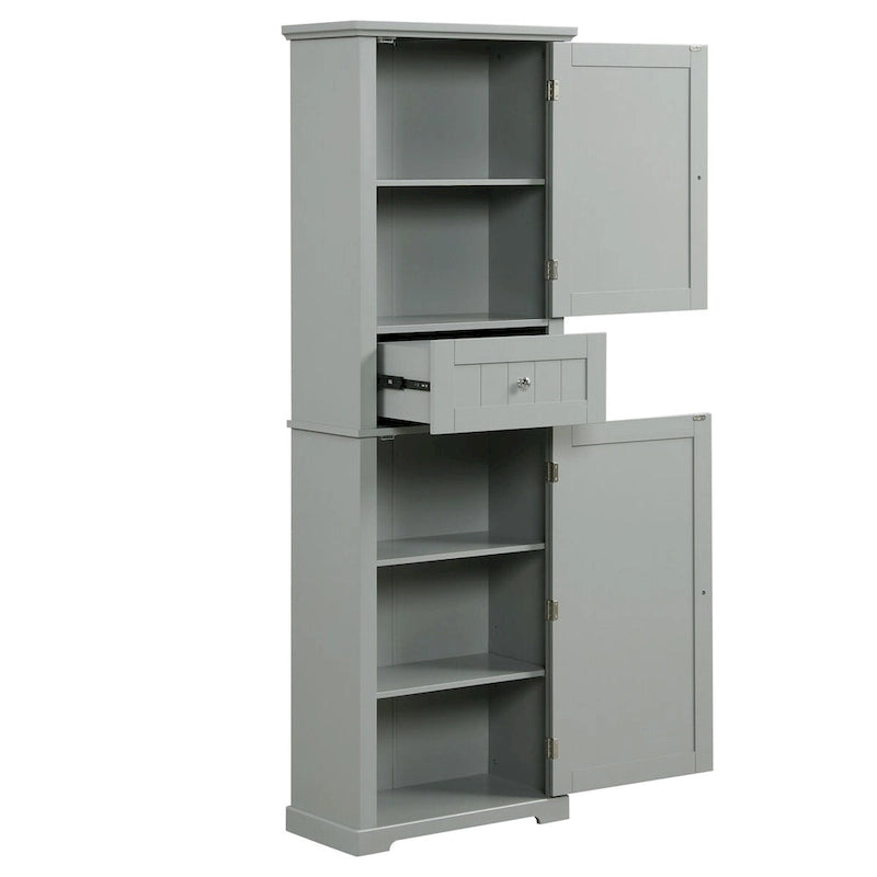 Tall Narrow Bathroom Storage Cabinet with Drawer & Adjustable Shelf – White, Space-Saving Design