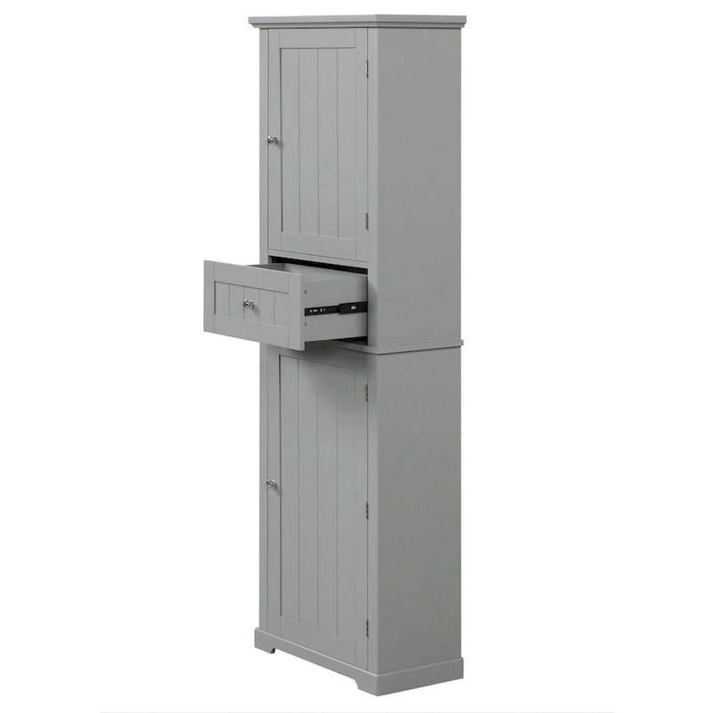 Tall Narrow Bathroom Storage Cabinet with Drawer & Adjustable Shelf – White, Space-Saving Design