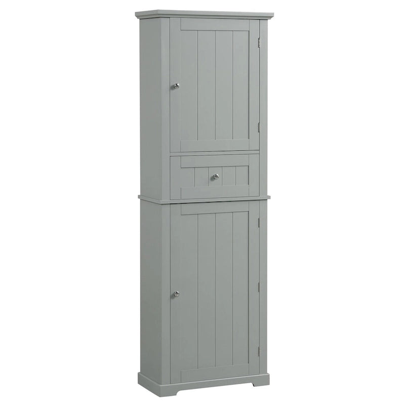 Tall Narrow Bathroom Storage Cabinet with Drawer & Adjustable Shelf – White, Space-Saving Design