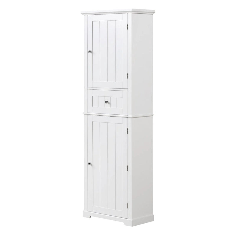 Tall Narrow Bathroom Storage Cabinet with Drawer & Adjustable Shelf – White, Space-Saving Design