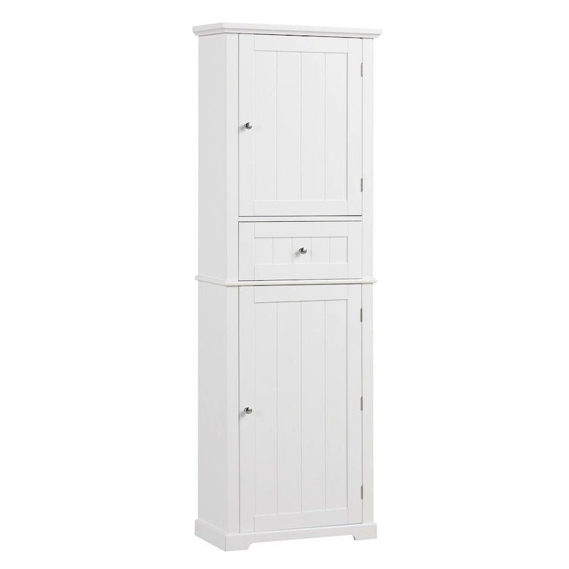 Tall Narrow Bathroom Storage Cabinet with Drawer & Adjustable Shelf – White, Space-Saving Design