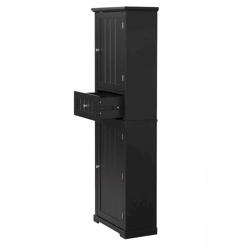 Tall Narrow Bathroom Storage Cabinet with Drawer & Adjustable Shelf – White, Space-Saving Design