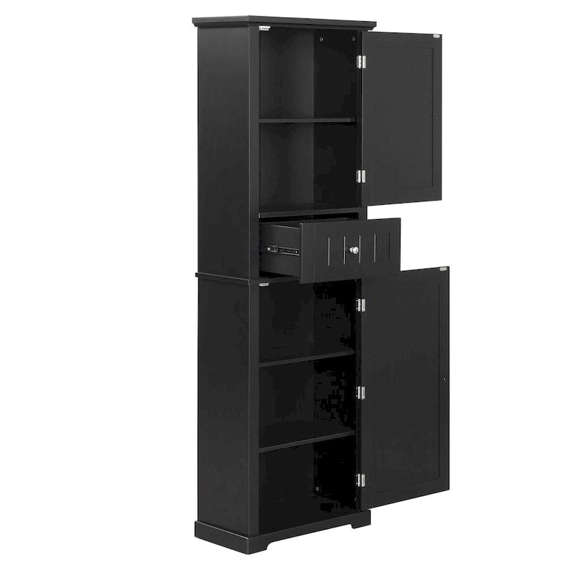 Tall Narrow Bathroom Storage Cabinet with Drawer & Adjustable Shelf – White, Space-Saving Design
