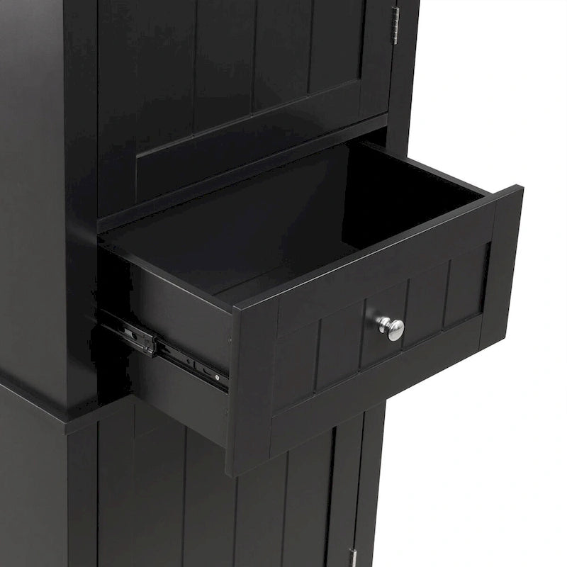 Tall Narrow Bathroom Storage Cabinet with Drawer & Adjustable Shelf – White, Space-Saving Design