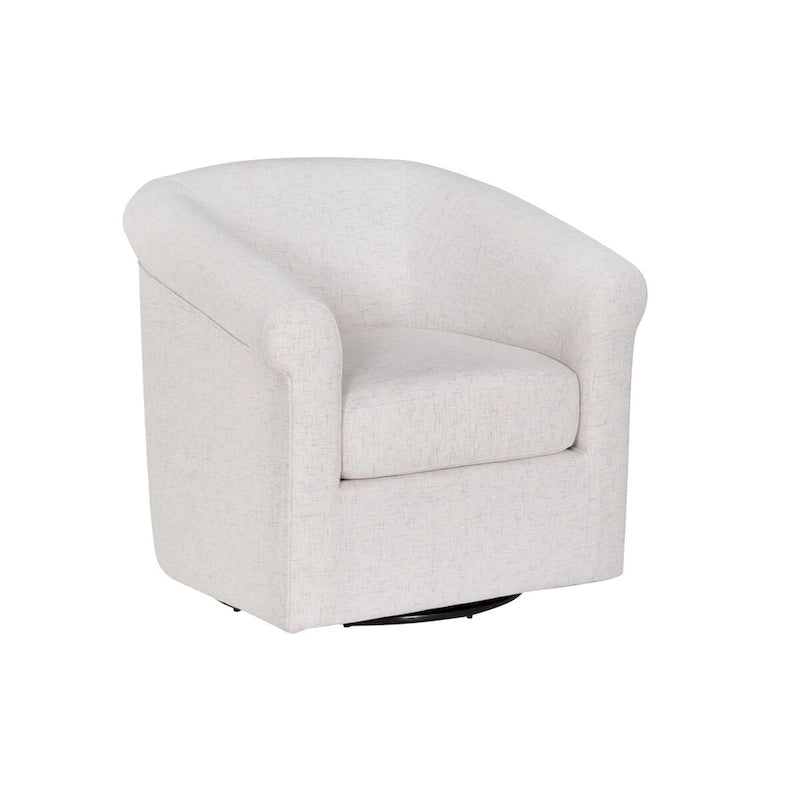 Beige Linen Accent Swivel Chair with 360-Degree Rotation – Fully Assembled, Bone Color
