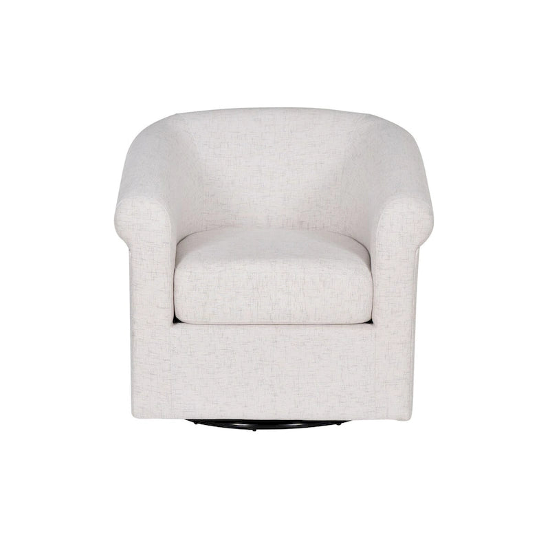 Beige Linen Accent Swivel Chair with 360-Degree Rotation – Fully Assembled, Bone Color