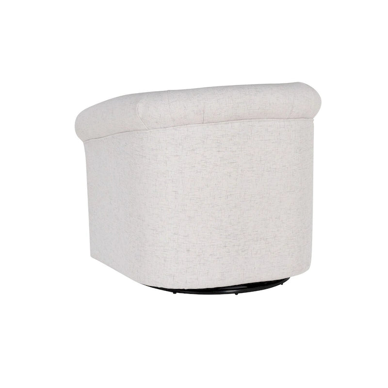 Beige Linen Accent Swivel Chair with 360-Degree Rotation – Fully Assembled, Bone Color