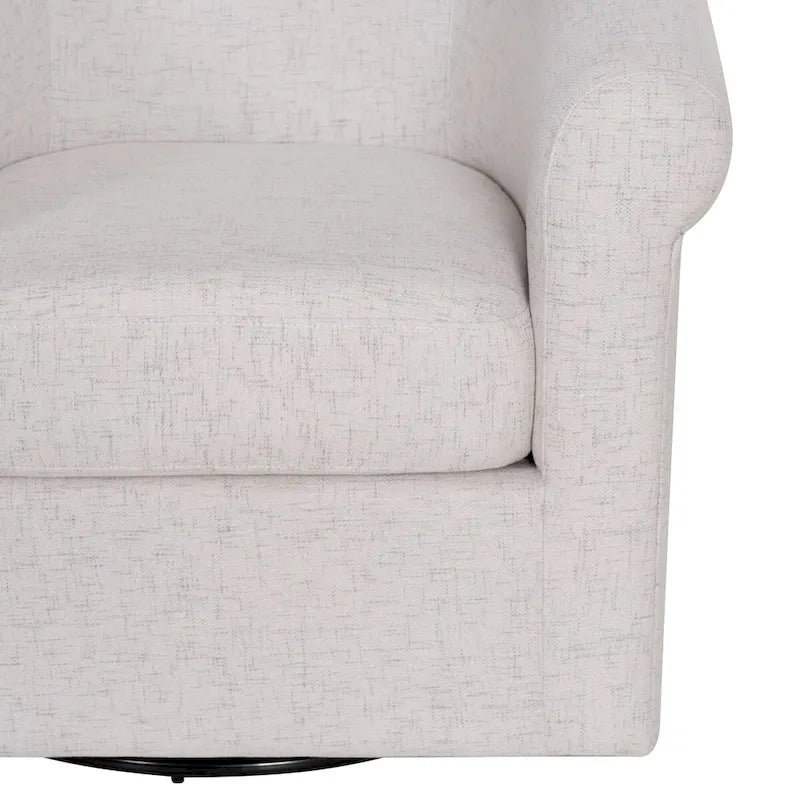 Beige Linen Accent Swivel Chair with 360-Degree Rotation – Fully Assembled, Bone Color