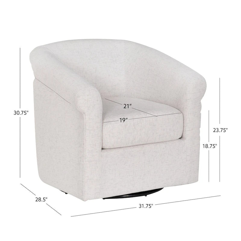Beige Linen Accent Swivel Chair with 360-Degree Rotation – Fully Assembled, Bone Color