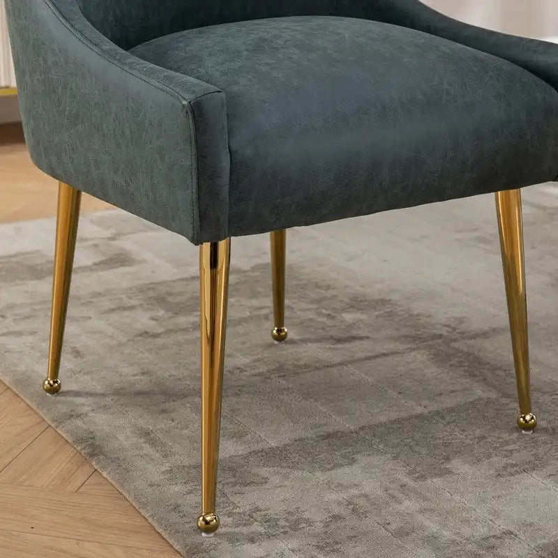 Faux Leather Dining Chairs Set of 4 – Metal Legs, Gold Rear Handle, High-Density Foam, 250 lb Capacity