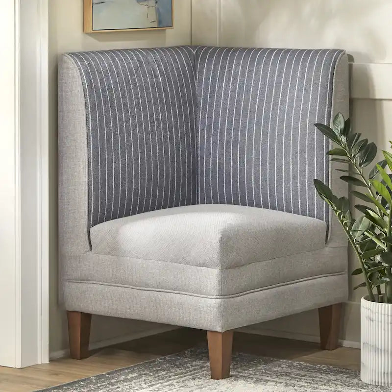 Corner Accent Chair with Two-Tone Fabric & Rubber Wood Legs – 4 Color Combinations