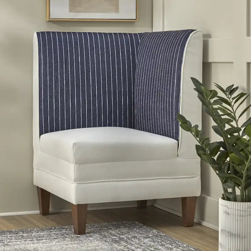 Corner Accent Chair with Two-Tone Fabric & Rubber Wood Legs – 4 Color Combinations