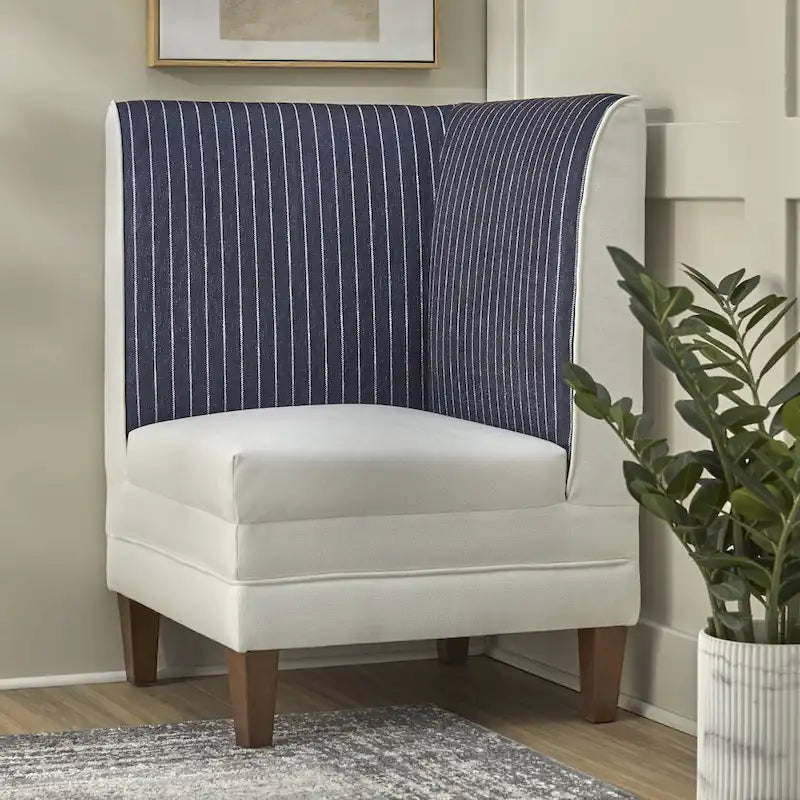 Corner Accent Chair with Two-Tone Fabric & Rubber Wood Legs – 4 Color Combinations